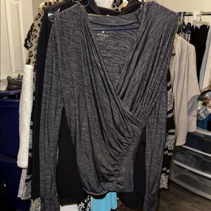 Athleta Gray Wrap Blouse